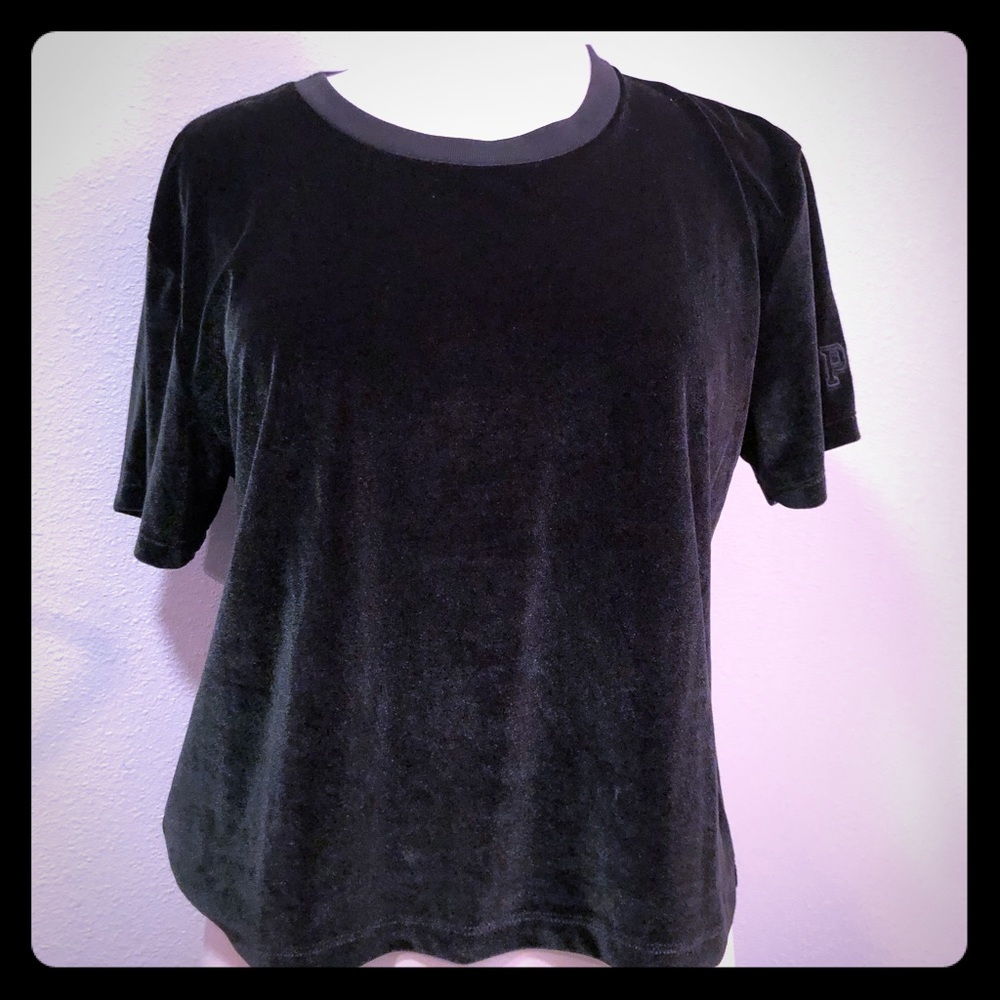 Victoria Secret Pink Black velvet crop top